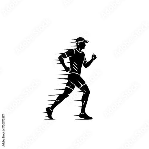 Running Man Silhouette with Motion Effect Vector