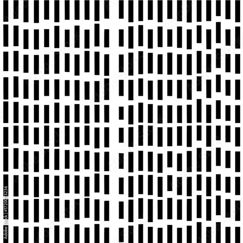 Black vertical rectangles arranged in a grid pattern with a disrupted central white space creating a design