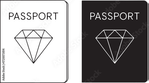Diamond Passport Icon, Luxury Travel Document Symbol