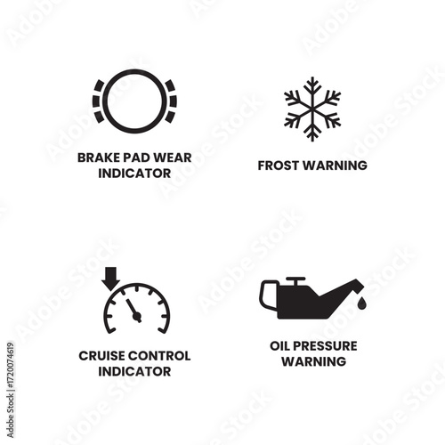 Vehicle Dashboard Warning Icons Collection