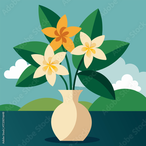 frangipani flowers in vase