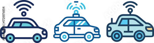 Automated vehicles with connectivity signals showing self driving car concept