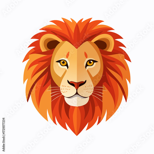 Majestic Lion Head Illustration A Vibrant and Detailed Vector Design on White Background