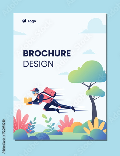 nature background and express delivery brochure template design