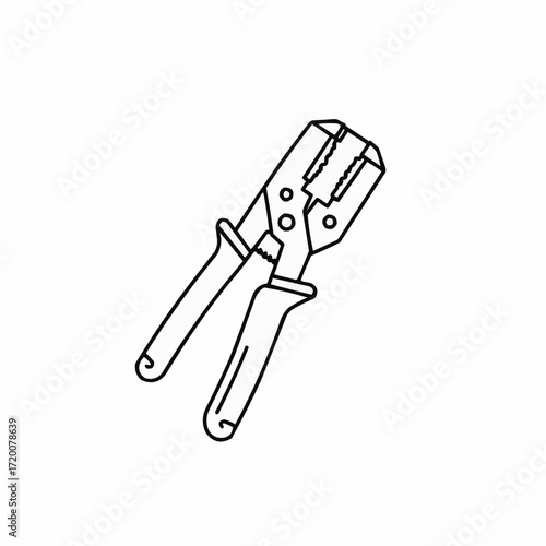 Wire stripper tool in outline style on white background  