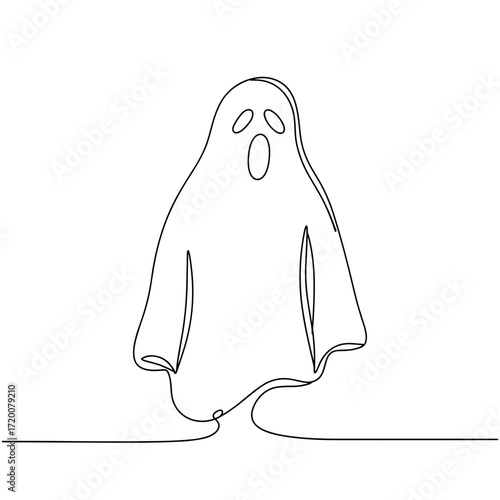 Continuous line drawing of a ghost for Halloween decoration  