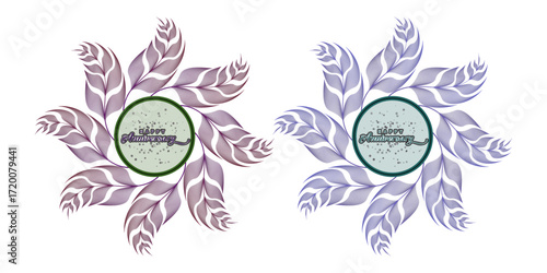 Modern Happy Wedding Anniversary Typographic Vector Design with Floral Leave Confetti Explosion