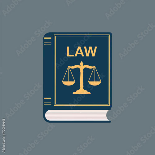 Law Book with Scales of Justice Vector Icon