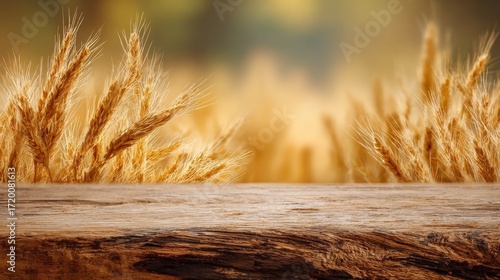 Wallpaper Mural wheat field on wooden background Torontodigital.ca