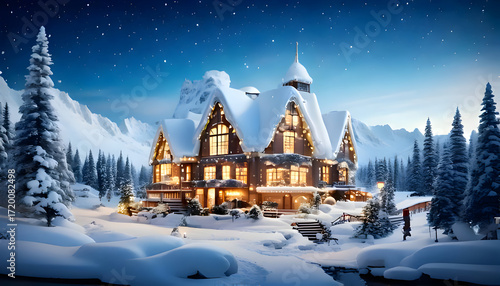 Create a whimsical 3D illustration of a hovering glazed porcelain landscape of the North on digital art concept, Generative AI.