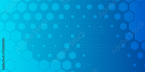 Science medicine concept. Collage with smiling black male doctor looking at empty space, blue background