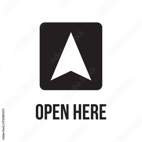 Free Download Open Here Triangle in Square Badge - GFXLoad