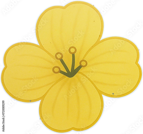 Minimalist yellow flower illustration with four petals