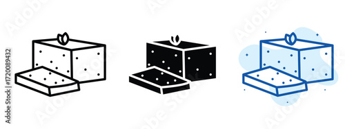 Set of pixel perfect colored Tofu icon.eps , 1 Silhouette, 1 Unexpanded, Tofu icon representing soy-based food.