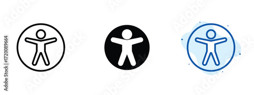 Set of pixel perfect colored Accessibility icon.eps , 1 Silhouette, 1 Unexpanded, Accessibility icon representing inclusive design and disability support.
