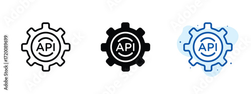 Set of pixel perfect colored API icon.eps , 1 Silhouette, 1 Unexpanded, API icon representing software integration and system connection.