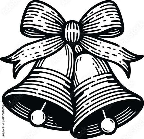 Christmas jingle bell line art style vector illustration isolated on a white background