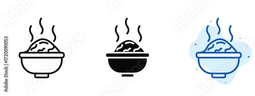 Set of pixel perfect colored Curry icon.eps , 1 Silhouette, 1 Unexpanded, Curry icon symbolizing spicy traditional dish.