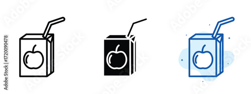 Set of pixel perfect colored Juice box icon.eps , 1 Silhouette, 1 Unexpanded, Juice box icon representing packaged fruit beverage.