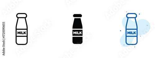Set of pixel perfect colored Milk icon.eps , 1 Silhouette, 1 Unexpanded, Milk icon representing dairy beverage.
