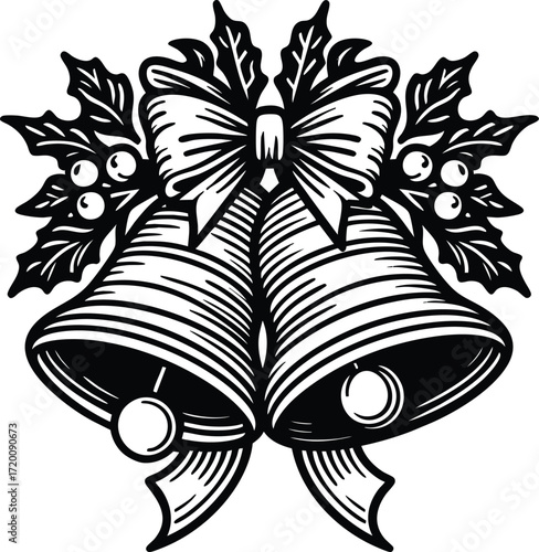 Christmas jingle bell line art style vector illustration isolated on a white background
