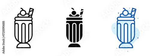 Set of pixel perfect colored Milkshake icons.eps , 1 Silhouette, 1 Unexpanded, Milkshake icons set representing multiple drink styles.