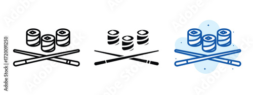 Set of pixel perfect colored Sushi icon.eps , 1 Silhouette, 1 Unexpanded, Sushi icon showing Japanese seafood dish.
