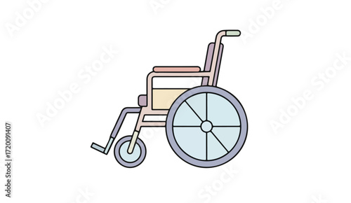Pastel colored outline illustration of a wheelchair.