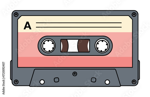 Retro Cassette Tape Vector Illustration - Pastel Colors