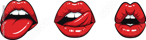 Red Lips, Tongue Out A Collection of Sensual Lip Illustrations