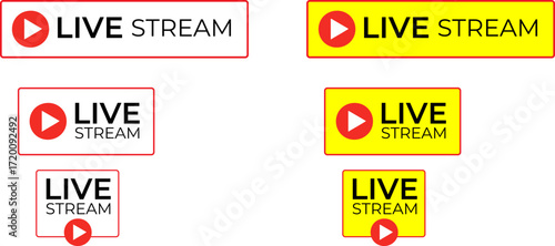 Diverse Live Stream Button Designs Red & Yellow Variations