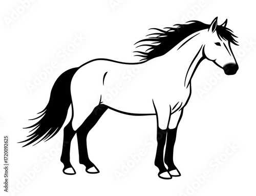 Horse Silhouette, Minimalist Vector Design