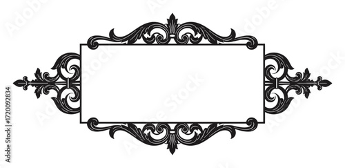 Wrought Iron Frame Vector - Vintage Curls on White