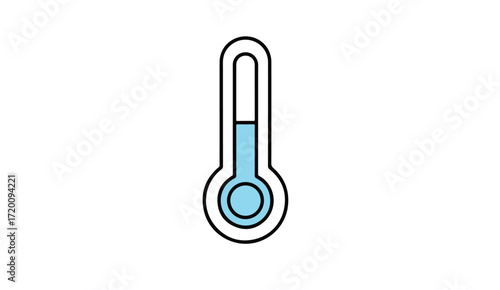 Simple, outlined illustration of a thermometer showing a specific temperature reading.