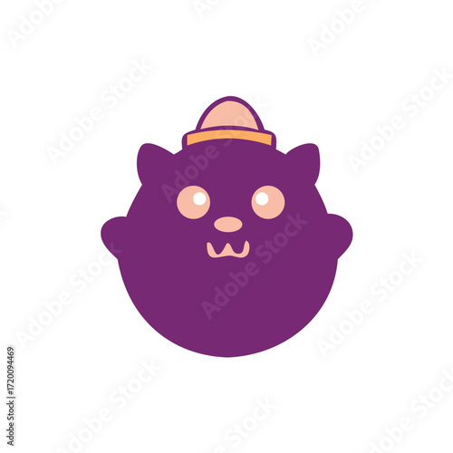 Cute purple cat with a hat isolated on white background a delightful and whimsical illustration of a feline friend