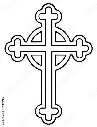 Orthodox Christian cross with circle, symbol of faith, holiness and spiritual tradition
