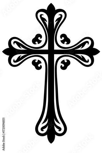 Christian gothic cross symbol of faith, cathedral art and devotion to God