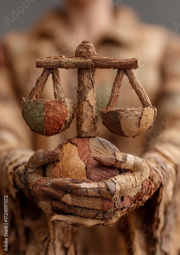 Ethical Governance Principles in Business Represented by Hands Holding Balance Scale