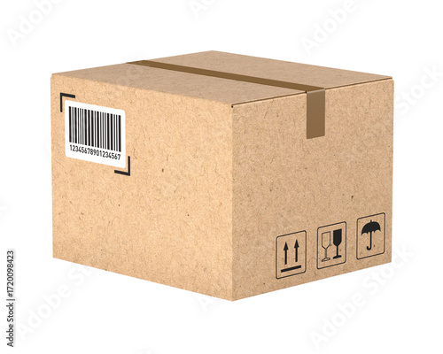Closed cardboard box on whi...