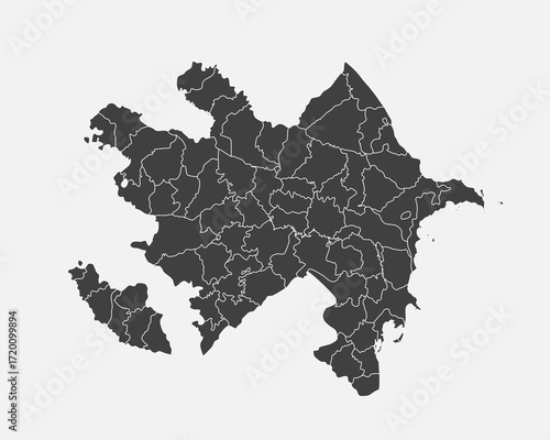 Vector map country Azerbaijan divided on regions