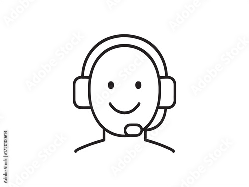 Customer service representative with headset line art simple and modern design