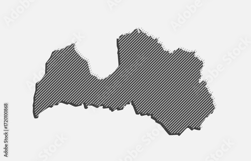 Abstract map of Latvia, parallel grey lines