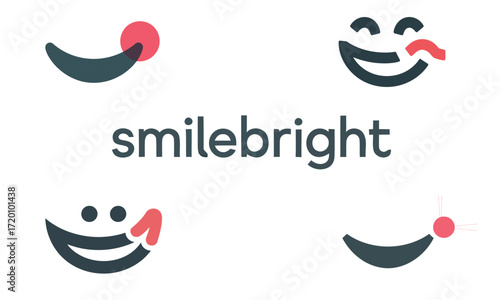 Smile logo design with creative face icons and modern style illustration 
