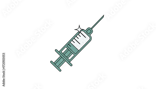 A stylized illustration of a medical syringe with a needle, ready for injection.