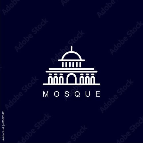 Line art mosque icon vector design