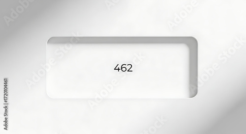 Modern Neumorphic White Surface Featuring a Digital Display of Number 462