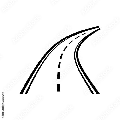 Curved road illustration on a transparent background