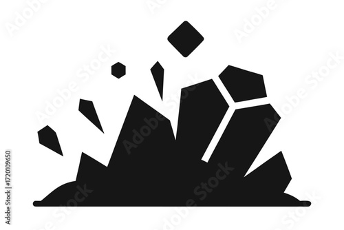 falling rocks icon on white