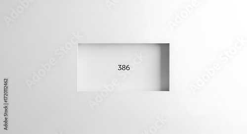 Modern White Wall with Deep Recess Displaying Number 386
