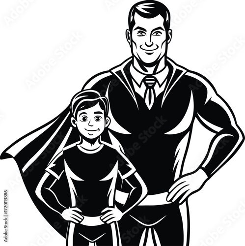 Vector illustration of a businessman in a black suit, model, portrait, officewear